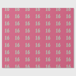 Silver Gold Sweet Sixteen Pink Birthday Wrapping Paper