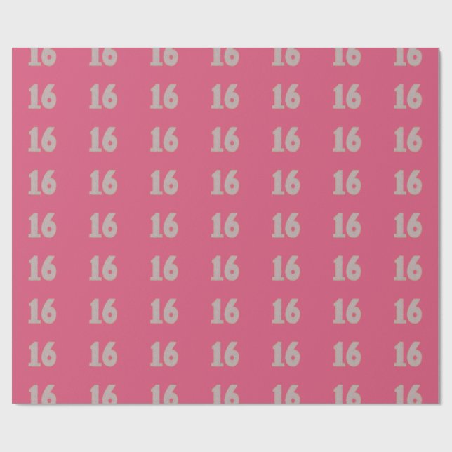 Silver Gold Sweet Sixteen Pink Birthday Wrapping Paper (Flat)