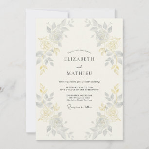 Silver Gold Vine Wedding Invitation
