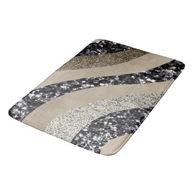 Silver Gold Wave Glitter Glam 1  Bath Mat (Angled)
