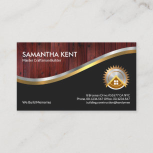 Silver Gold Waves Timber Wood Panel Business Card