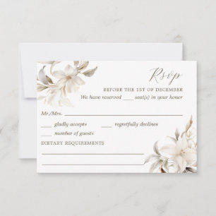 Silver, Gold & White Quinceañera RSVP Card