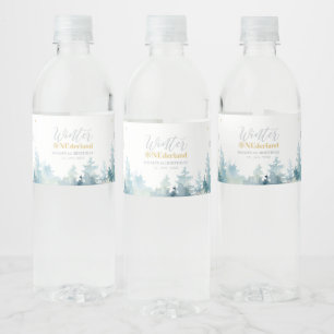 Silver & Gold Winter Wonderland 1st Birthday Party Water Bottle Label