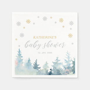 Silver & Gold Winter Wonderland Baby Shower Napkin