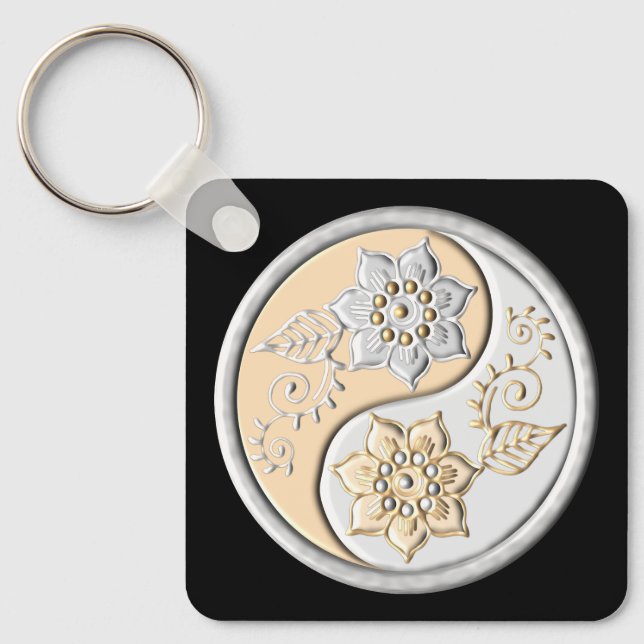 Silver & Gold Yin Yang Key Ring (Front)