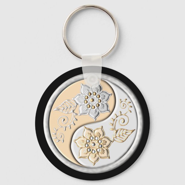 Silver & Gold Yin Yang Key Ring (Front)