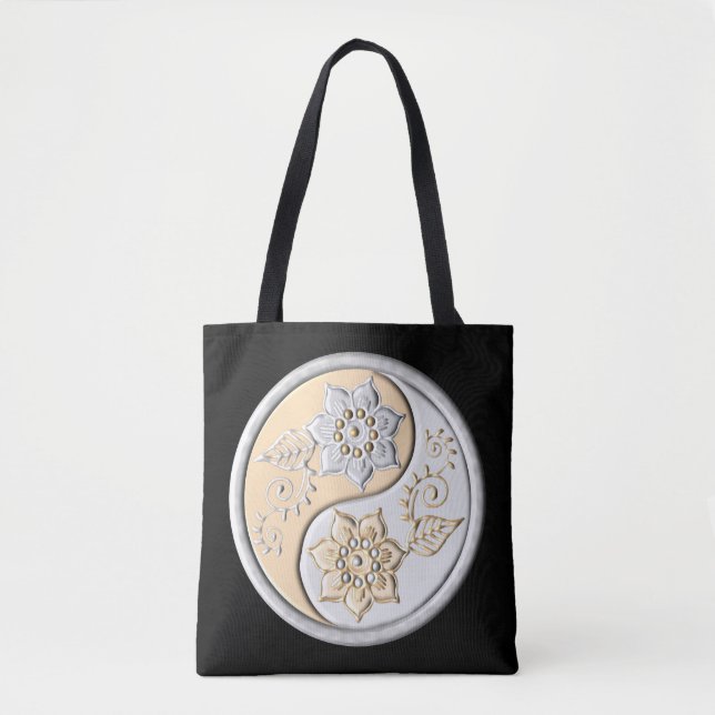 Silver & Gold Yin Yang Tote Bag (Front)