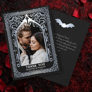 Silver Gothic Vampire Cathedral Photo Wedding Thank You Card