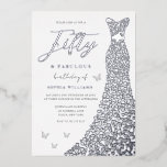 Silver Gown Fifty & Fabulous 50th Birthday Party<br><div class="desc">Silver Gown Fifty & Fabulous 50th Birthday Party Foil Invitation
Fifty & Fabulous

See other invitations in our Niche and Nest Store</div>
