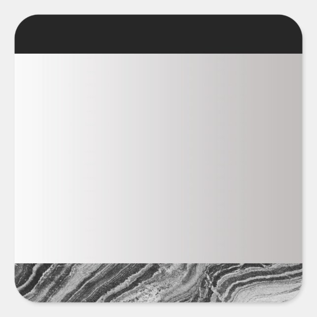 Silver Gradation Blank Template, Blk & B/W Granite Square Sticker (Front)