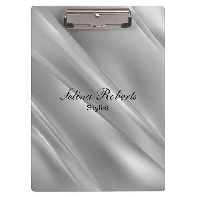 Silver gradient diagonal lines clipboard (Front)