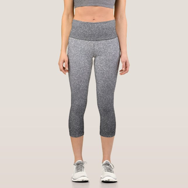 Silver Gradient Glitters Capri Leggings (Front)