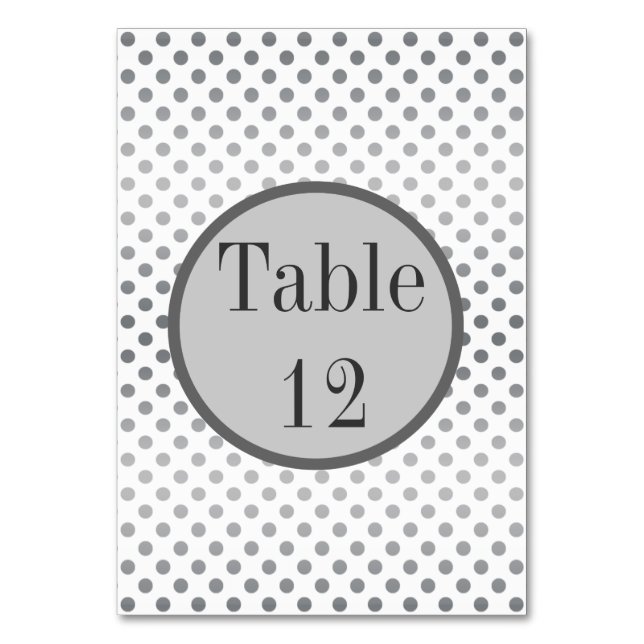 Silver Gradient Polka Dots by Shirley Taylor Table Number (Front)