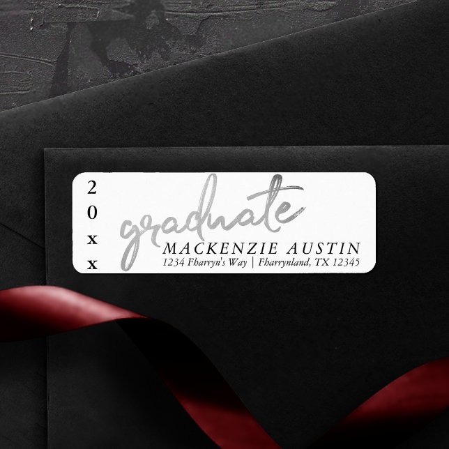 Silver Graduate | Trendy Platinum Return Address Label (Creator Uploaded)