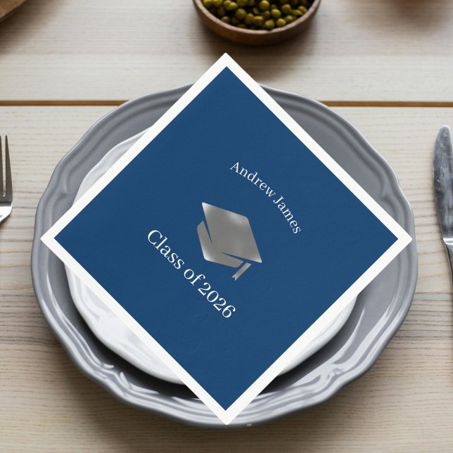  Silver Graduation Cap -Class of 2026= no2 Napkin (Creator Uploaded)