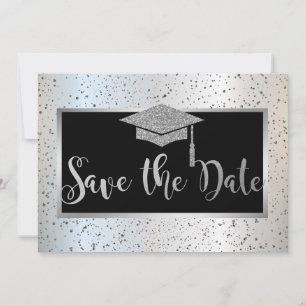 Silver Graduation Cap,Confetti Save The Date