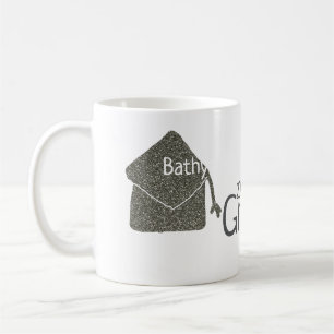 Silver graduation cap glitter add name grad year c coffee mug