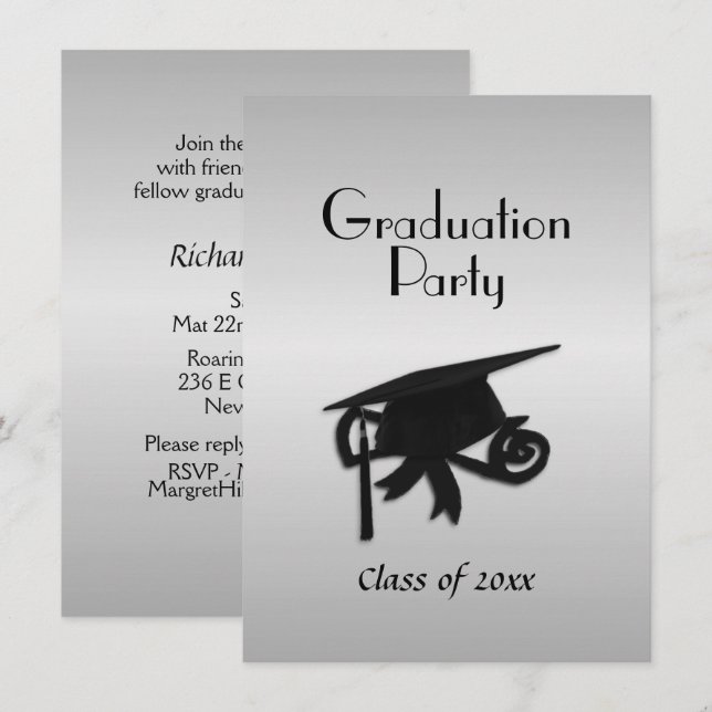 Silver Graduation Party Invitation (Front/Back)