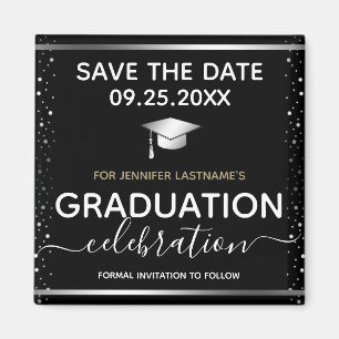 Silver Graduation Save the Date Magnet