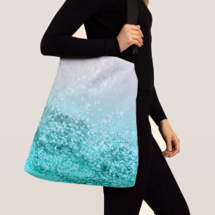 Silver Gray Aqua Teal Ocean Glitter #1 Crossbody Bag