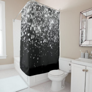 Silver Gray Black Glitter #3 (Faux Glitter) Shower Curtain