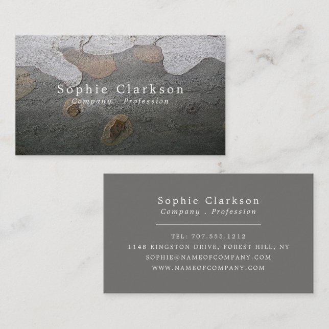 Silver Gray Chapped Wood Effect, Rustic Business Card (Front/Back)