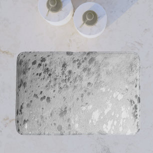 Silver Gray Cowhide Print Metallic Bath Mat