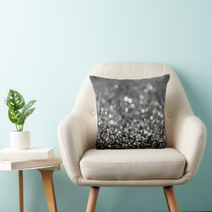 Silver Gray Glitter Bokeh Glam 1 Cushion