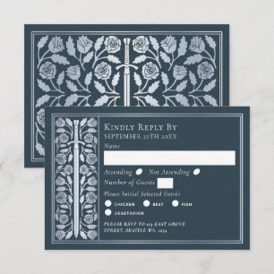 Silver Gray Medieval Sword Wedding RSVP Card