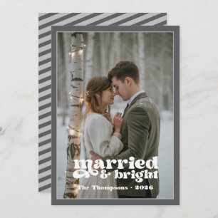 Silver & Gray Newlyweds Christmas Holiday Card