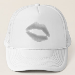 SILVER GRAY SNOWFLAKE KISS LIPS FASHION BEAUTY MAK TRUCKER HAT