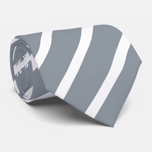 silver gray striped tie (Rolled)
