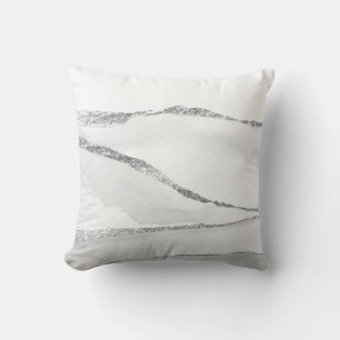 Silver Gray & White Minimal Abstract Landscape Cushion