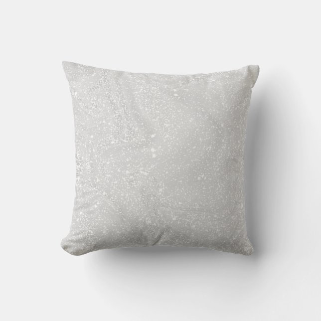 Silver Gray White Moon Planet Throw Pillow (Front)