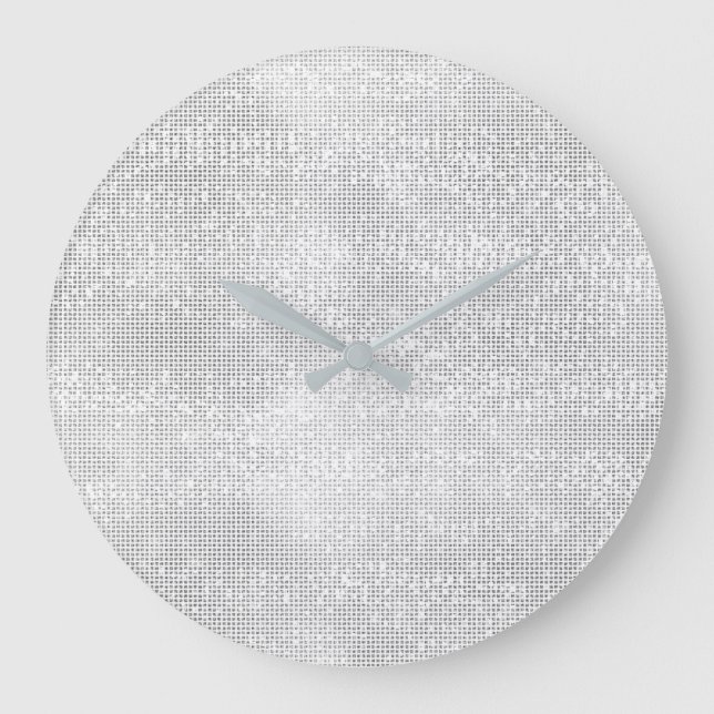 Silver Gray White Sequin Metallic Diamond Sparkly Large Clock (Front)