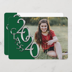 Silver Green 2020 Photo Graduation Invitation