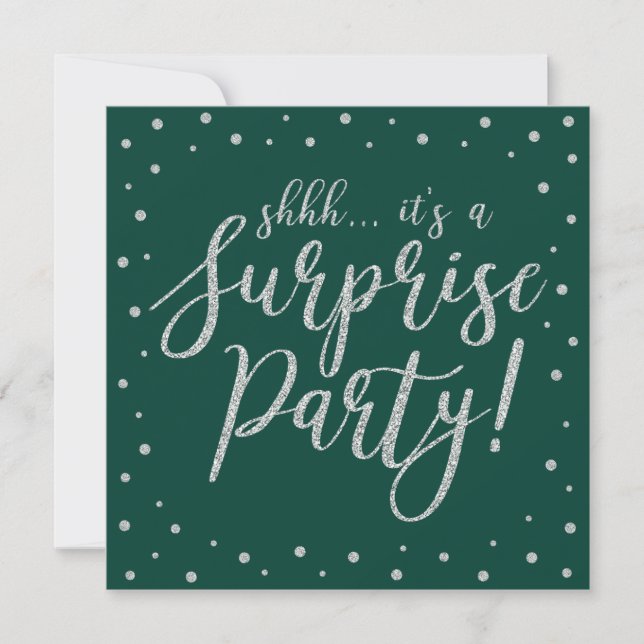 Silver & Green | 60th Surprise Birthday Party Invitation (Front)