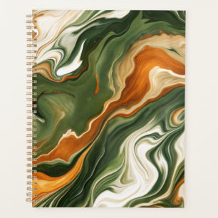 Silver, Green and Gold Swirl Planner