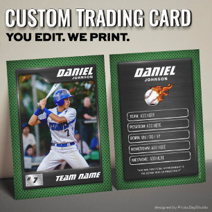 Silver Green Baseball Trading Card Baseball Player
