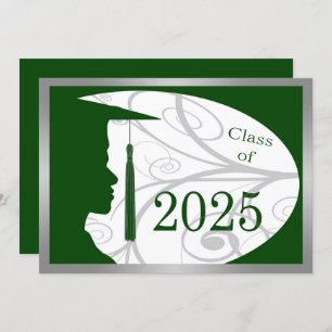 Silver & Green Man Silhouette 2025 Party Invitation