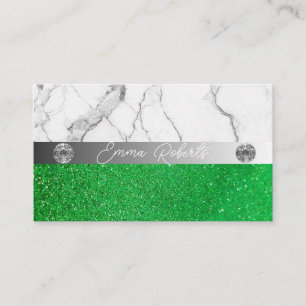 Silver Green Marble Diamond Coach Business Card