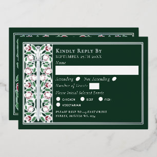 Silver Green Medieval Sword Wedding RSVP