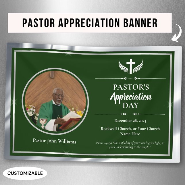 Silver Green Pastor Appreciation Church Event Banner (Creator Uploaded)