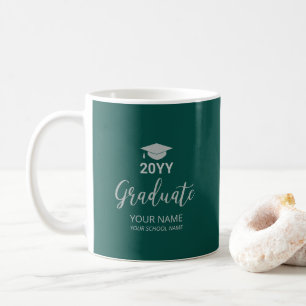 Silver & Green Personalised Graduation Gifts Coffee Mug