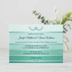 Silver Green Striped Tonne sur Tonne Wedding Invitation