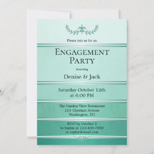 Silver Green Tonne sur Tonne Striped Engagement Pa Invitation