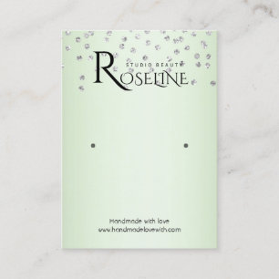 Silver Green White glitter jewlery display Business Card
