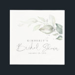 Silver Greenery Leaves Elegant Bridal Shower Napkin<br><div class="desc">Greenery elegant bridal shower paper napkins</div>