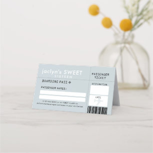 Silver Grey Airline Ticket Escort Place Card
