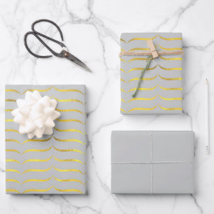 Silver Grey and Gold  Wrapping Paper Sheet